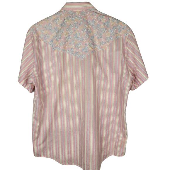 4/$20 VTG Wrangler Pink Stripes Floral Western Shirt - Size M - Picture 2 of 5